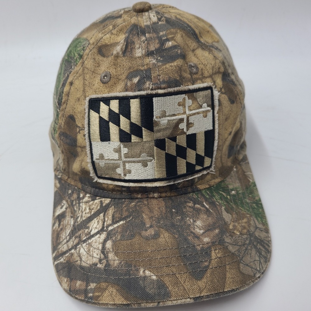 Maryland State Flag Camo Hat Adjustable Brown Outdoors Hunt Fish Casual Wear Men